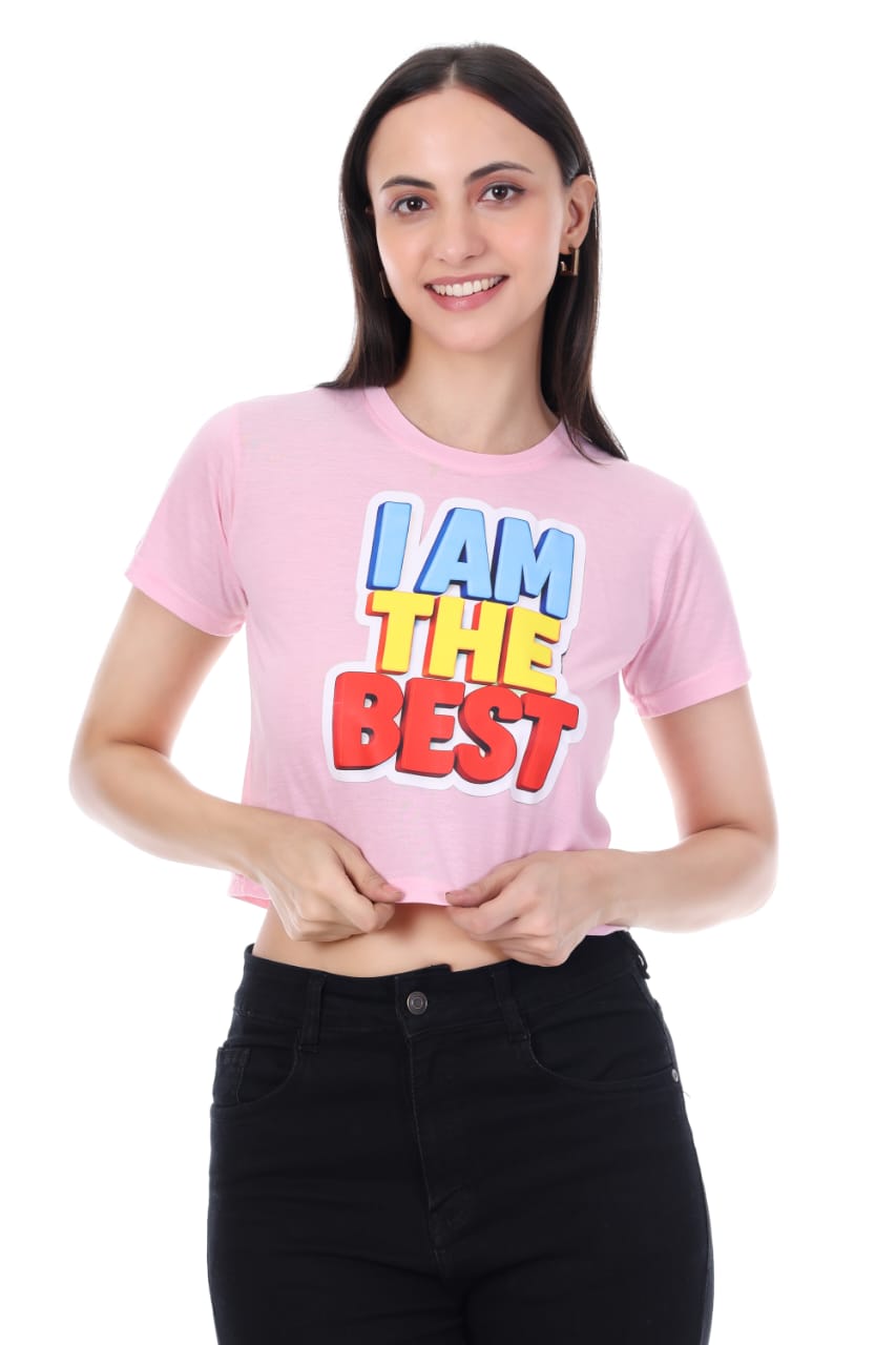 I AM THE BEST GIRLS CROP TOP