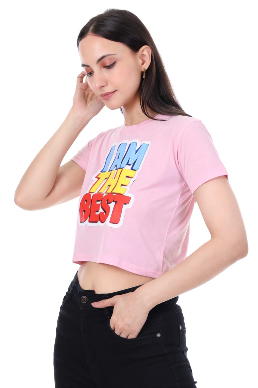 I AM THE BEST GIRLS  CROP TOP