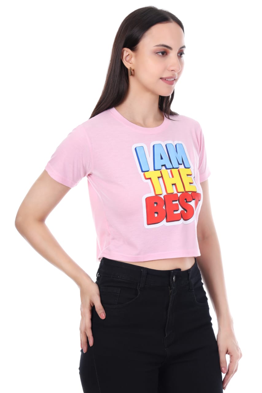 I AM THE BEST GIRLS  CROP TOP