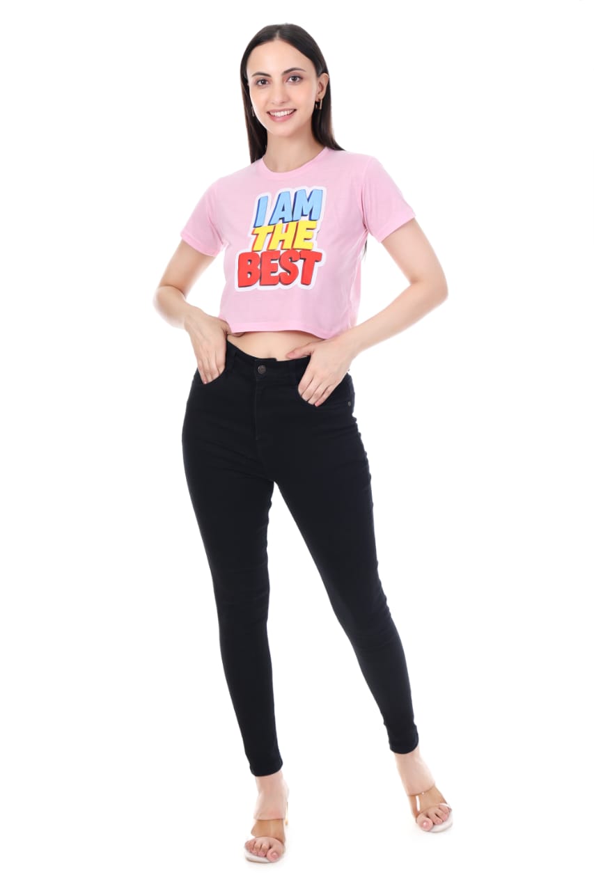 I AM THE BEST GIRLS  CROP TOP