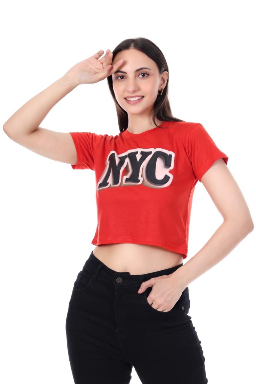 RED  NYC GIRLS  CROP TOP