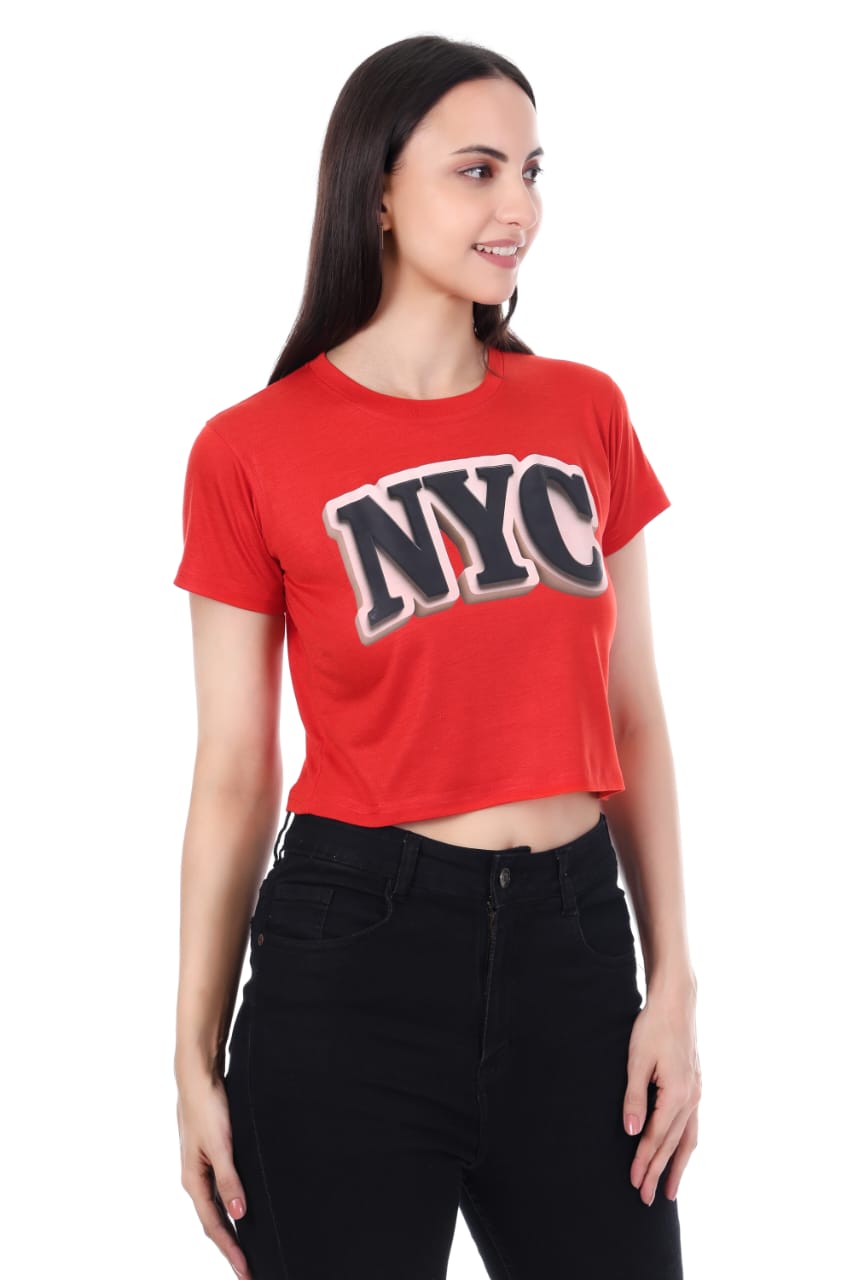 RED  NYC GIRLS  CROP TOP