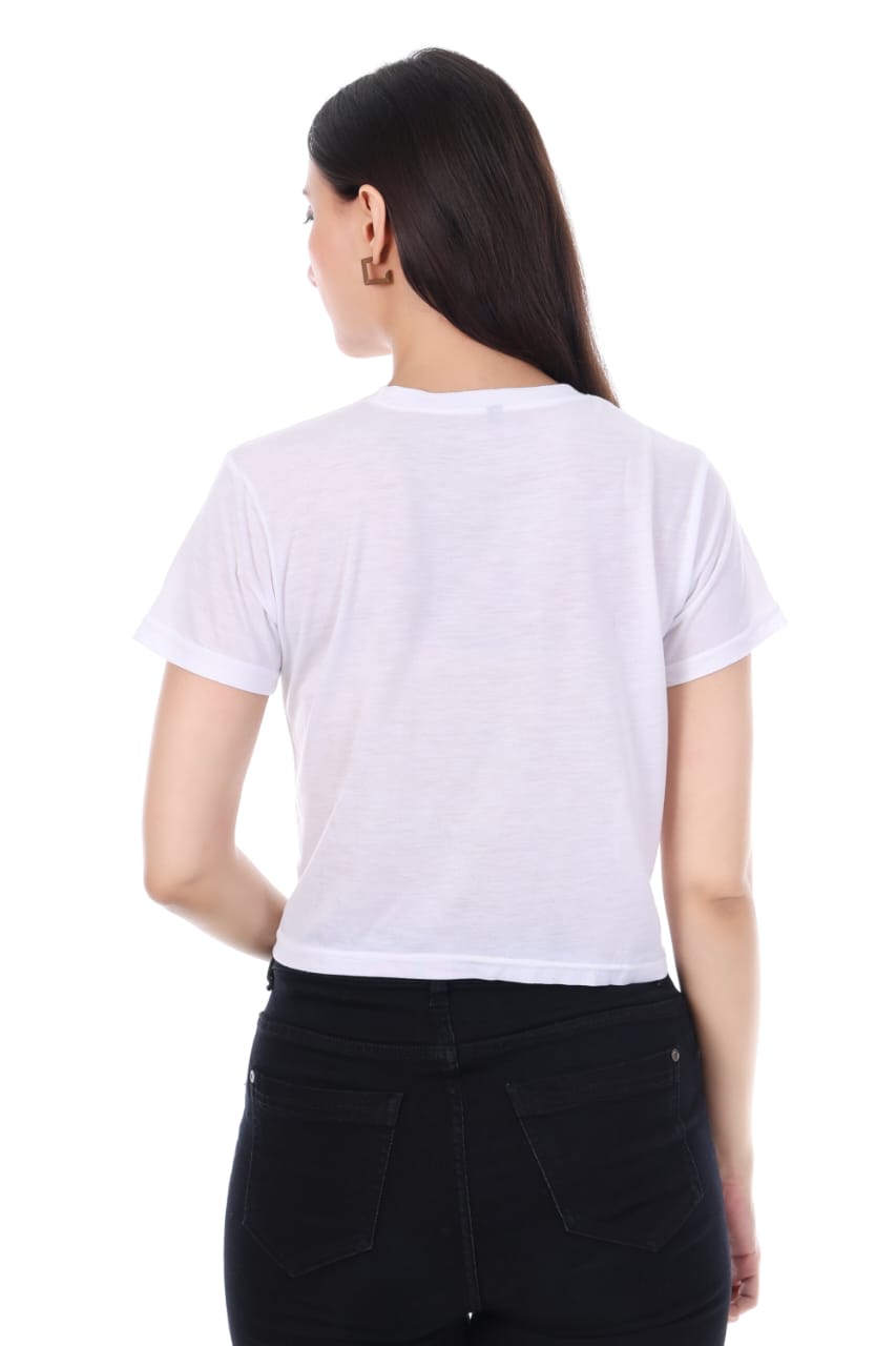 WHITE HEADLINE BE UNIQUE GIRL CROP TOP