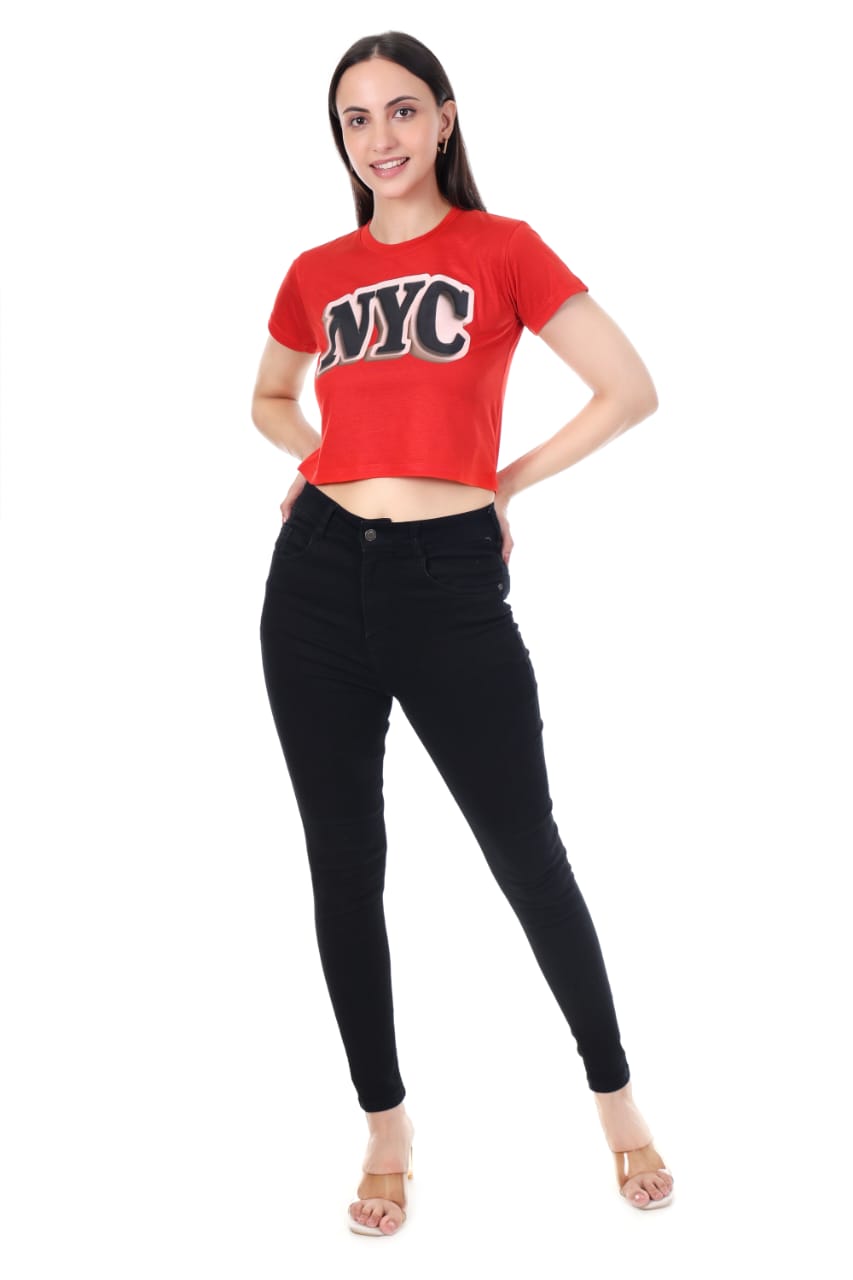 RED  NYC GIRLS  CROP TOP