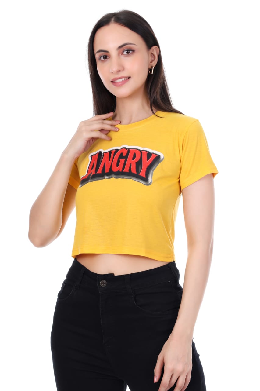 YELLOW ANGERY GIRL CROP TOP