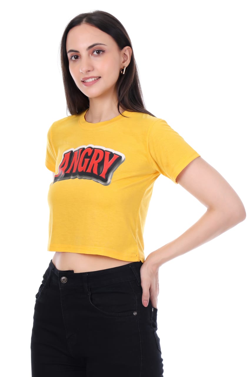 YELLOW ANGERY GIRL CROP TOP