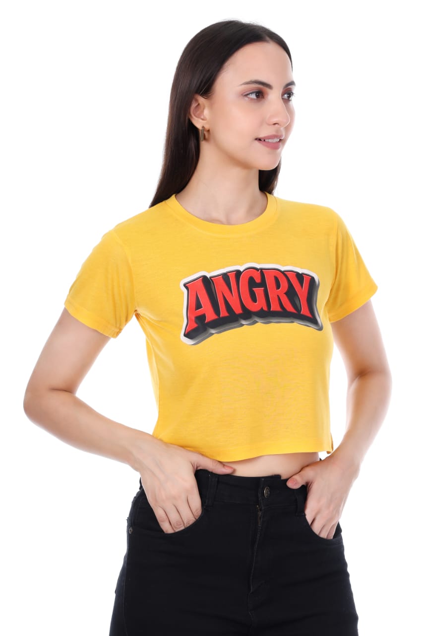 YELLOW ANGERY GIRL CROP TOP